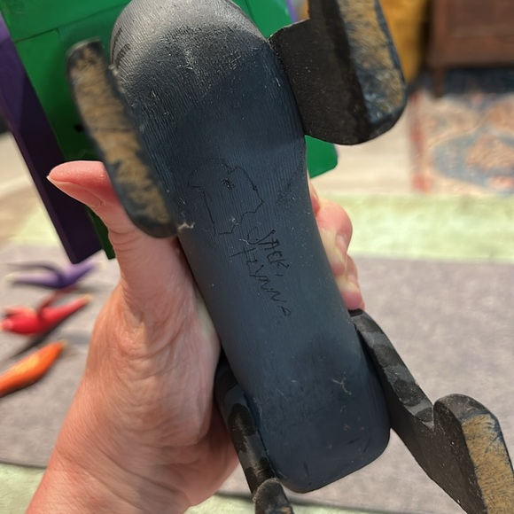 Handmade, artist signed painted Clever Cat birdhouse with removable birds - Picture 5 of 9